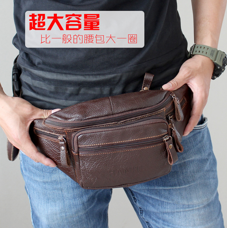 Running Gear Belt - Genuine Cowhide Leather Waist Bag Men